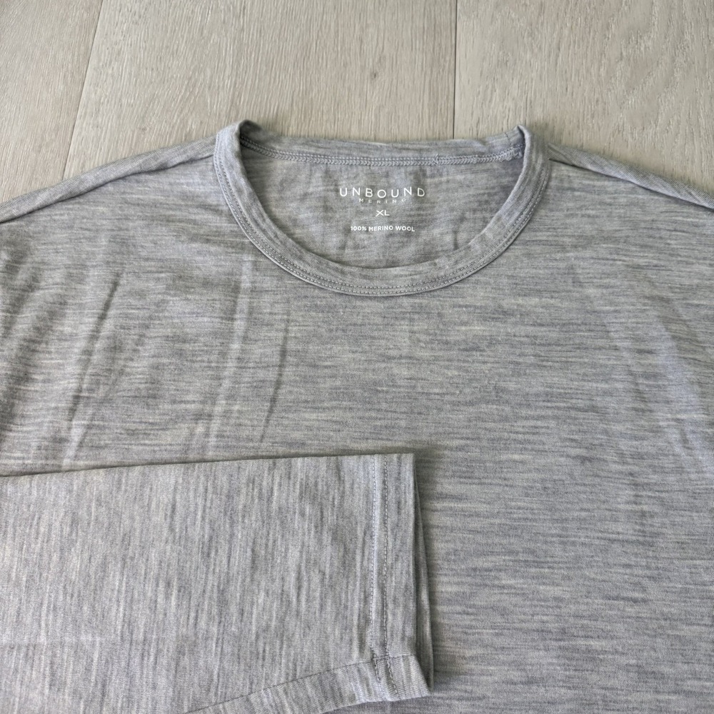 Unbound Merino Long Sleeve T Shirt Crewneck Mens Size XL Gray